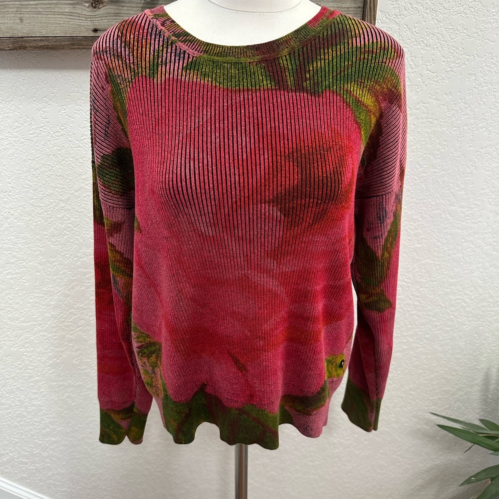 Desigual Multicolor Floral Ribbed Sweater ladies size M